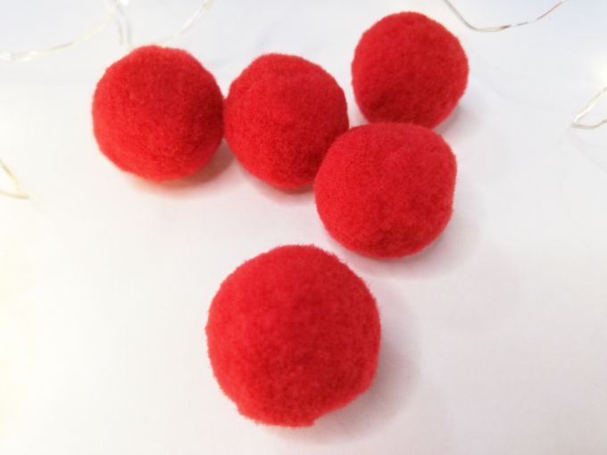 Pompones suaves rojos - De 3 cm x 5 unidades