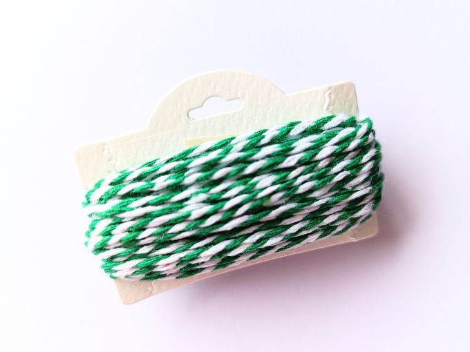 Cordón de algodón blanco - verde