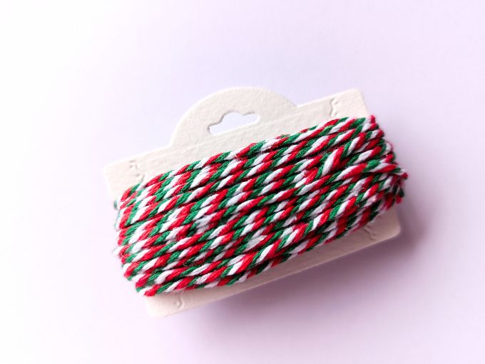 Cordón de algodón blanco - rojo - verde