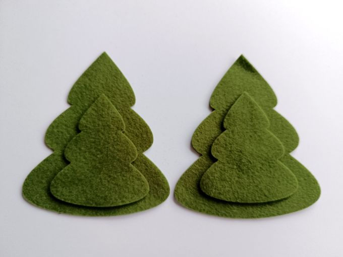 Árboles troquelados color verde oliva x 4 árboles